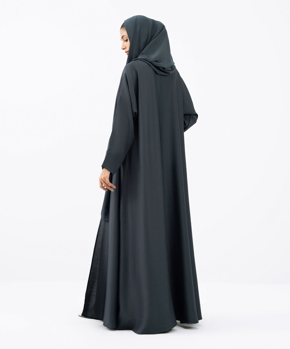 Women's Grey Polyester Abaya Set
