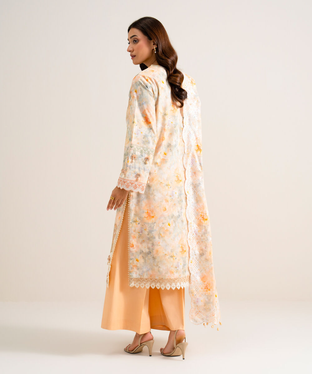 Women's Unstitched Embroidered Lawn Multi 3 Piece Suit
