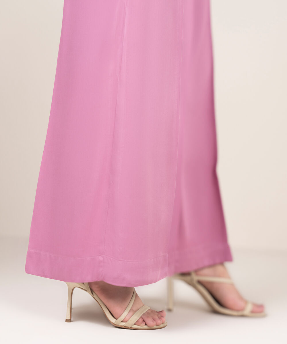 Women's RTW Bedford Solid Pink Flared Pants