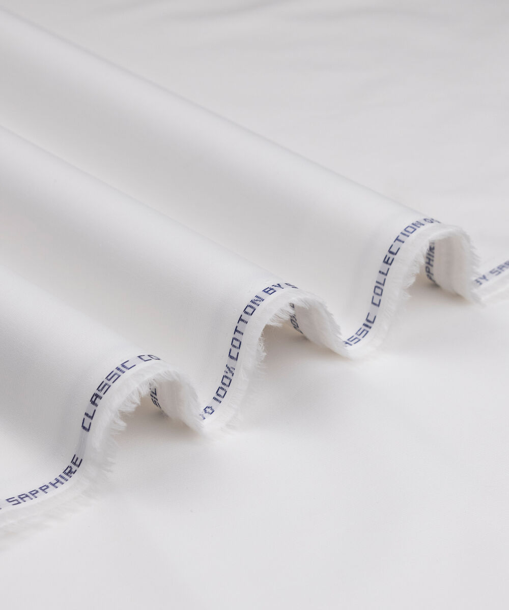 Men's Unstitched Two-Piece Off White Premium Cotton Dobby Suit