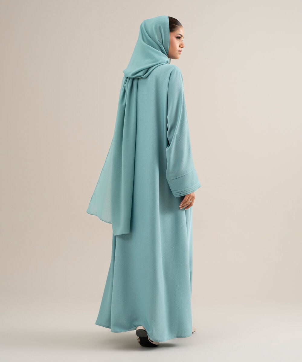 Women's Polyster Blue Kimono Abbaya Set