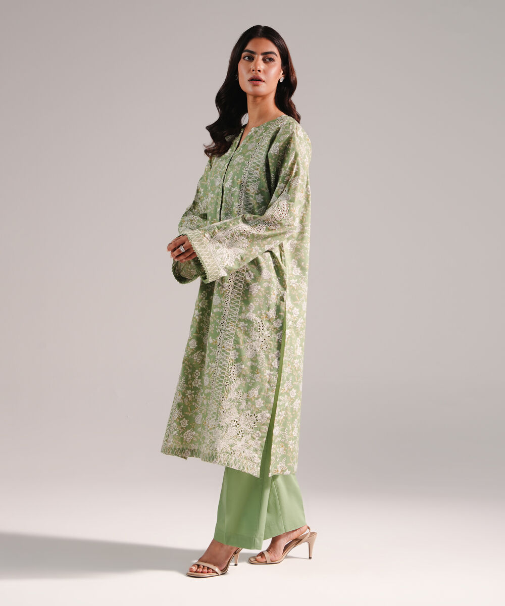 Women's RTW Lawn Embroidered Green 2 Piece Suit