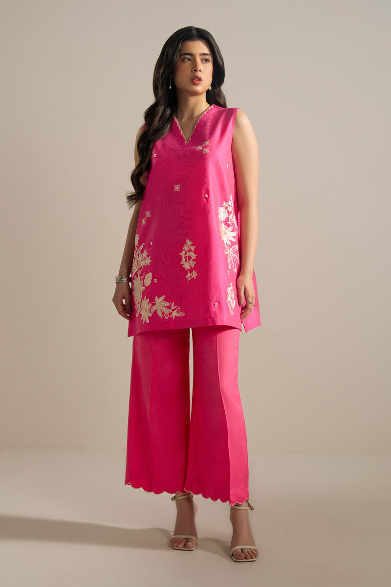 2 Piece - Embroidered Cotton Net Suit