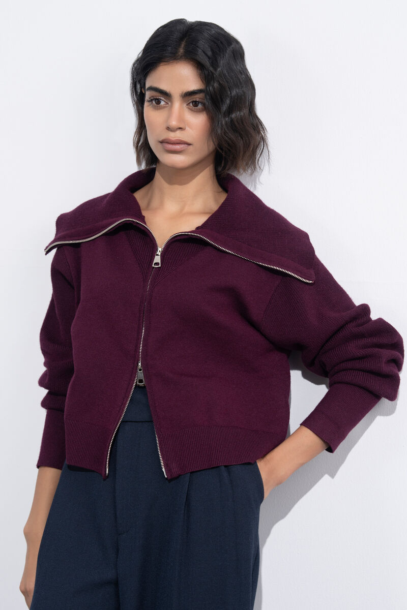 Zip-Up Knit Sweater