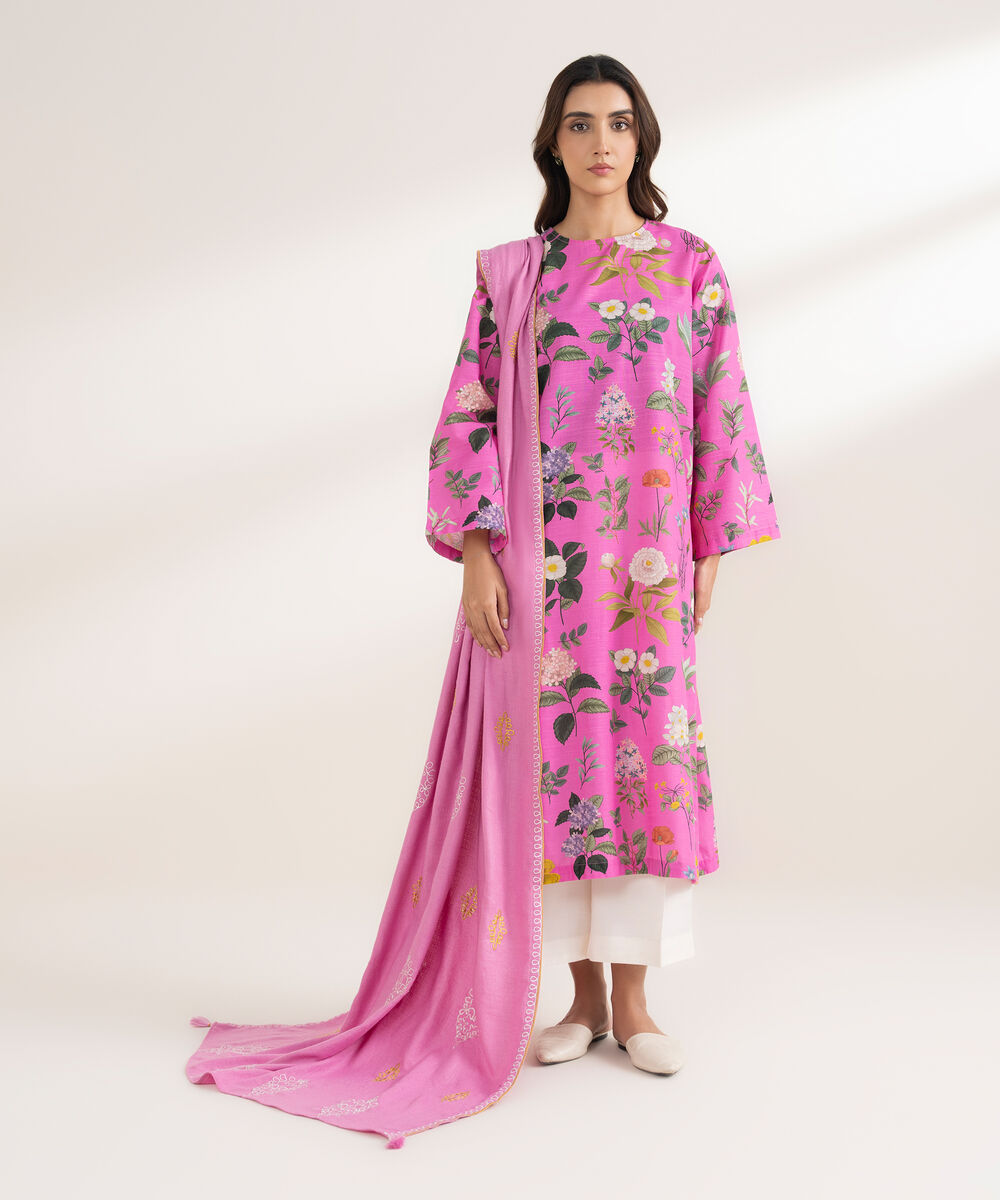 Embroidered Dobby Pink Dupatta