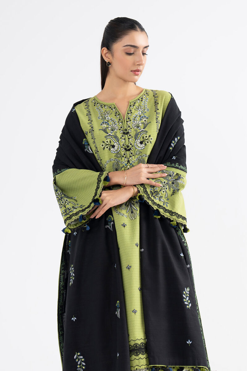 3 Piece - Embroidered Dobby Suit