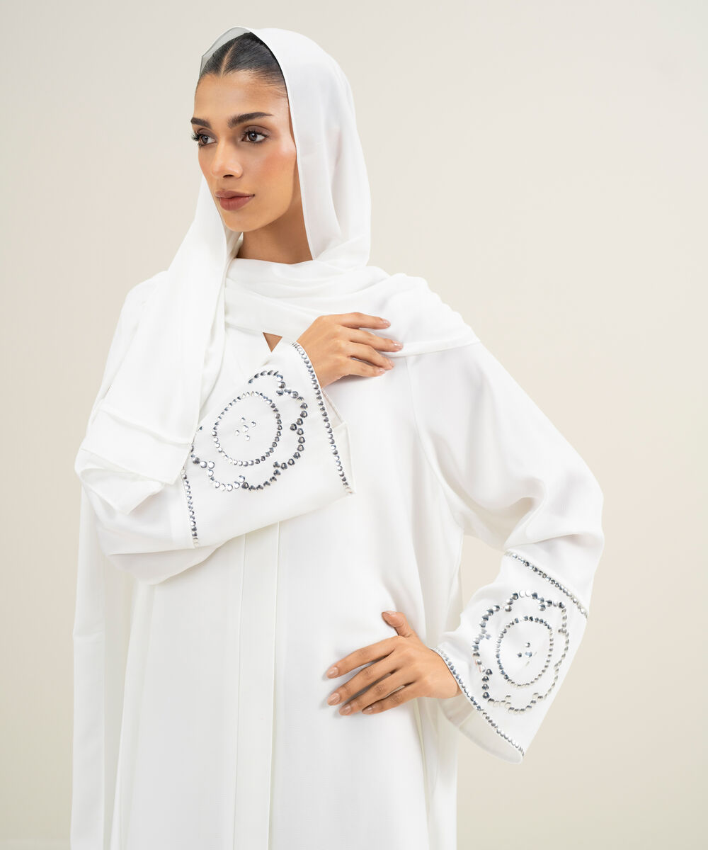Women's White Raglan Abbaya Set