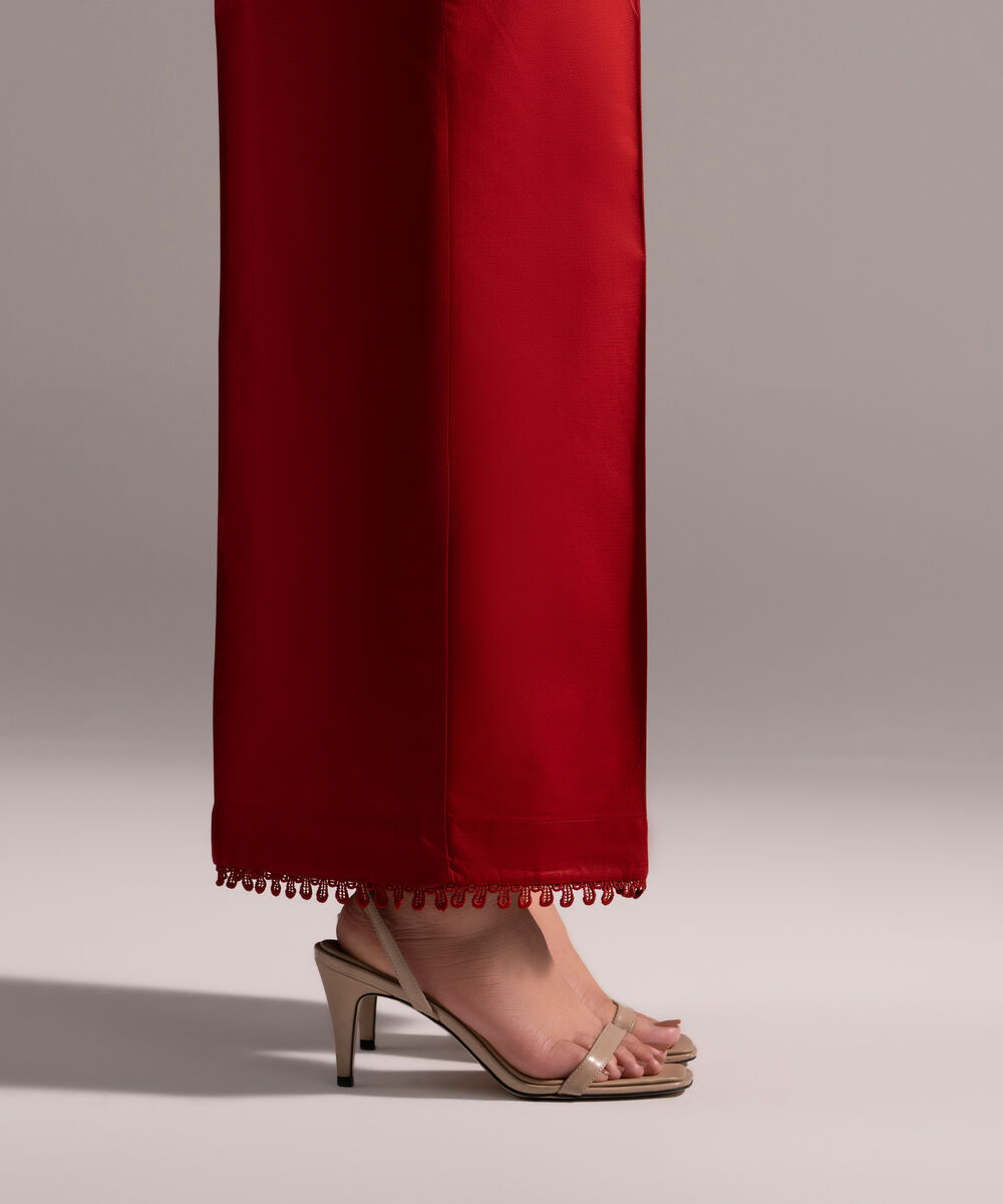 Women's RTW Cambric Solid Red Culottes