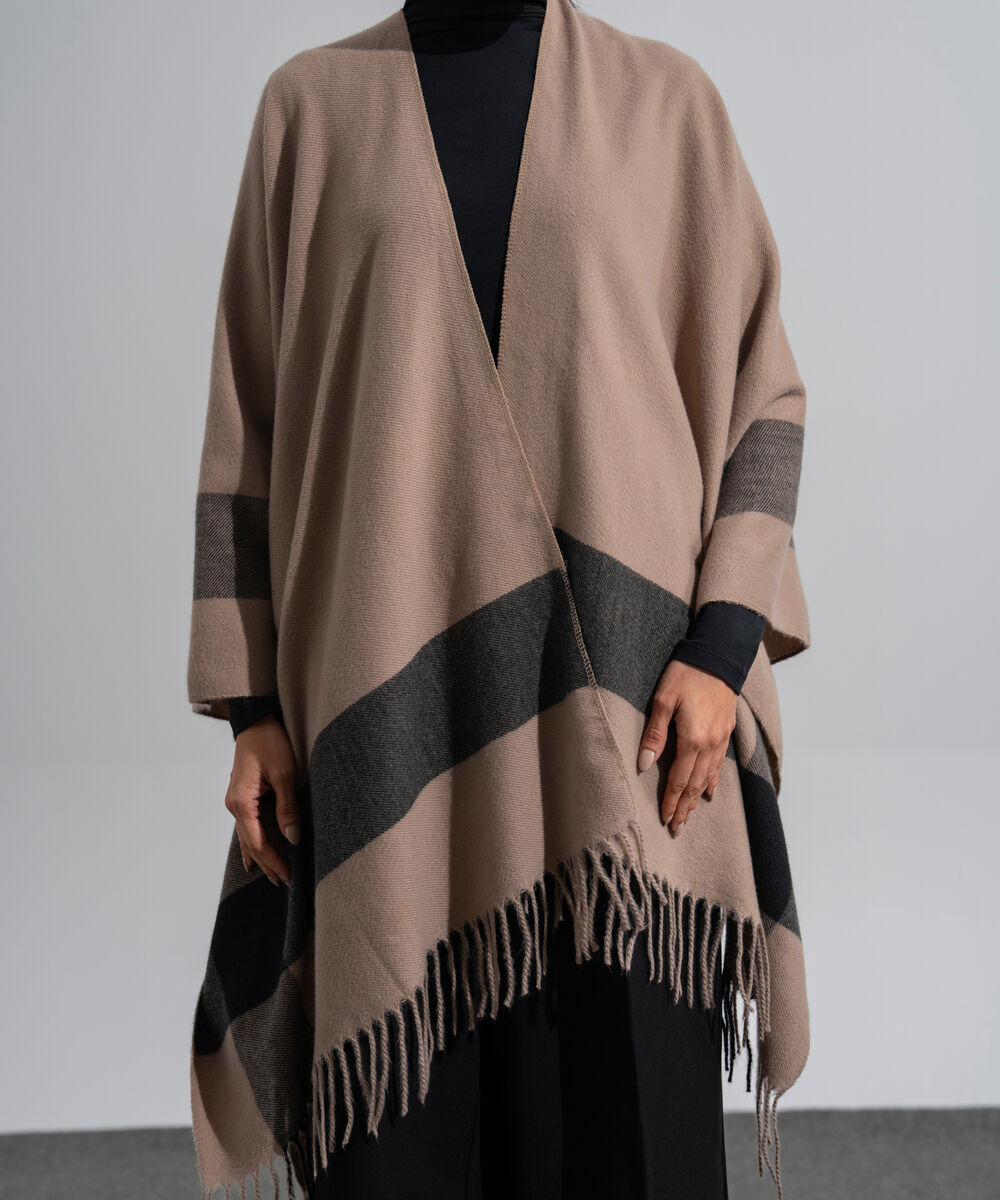 Women's Western Wear Khaki Polyester Cape Shawl
