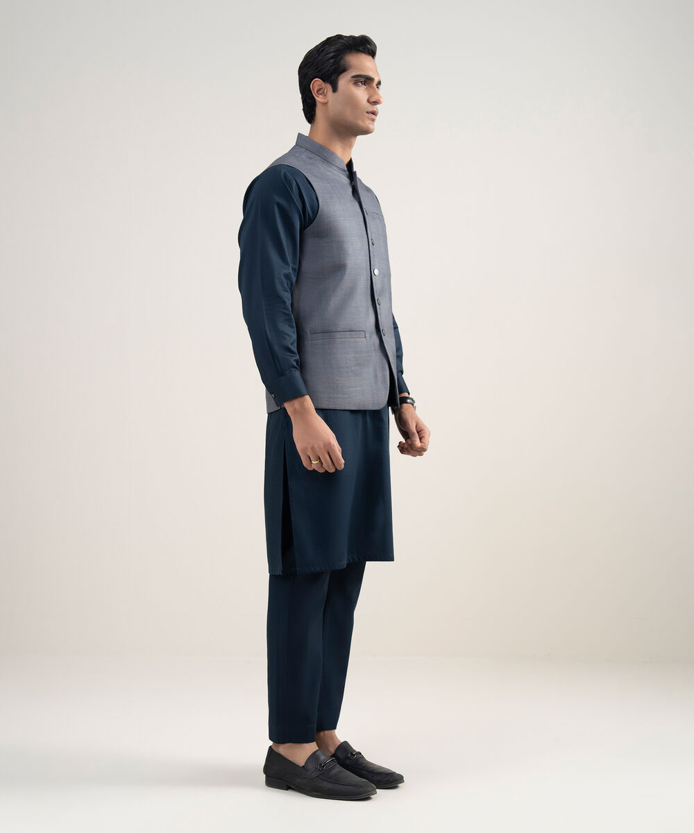 Men's Stitched Premium Suiting Medium Grey Waistcoat