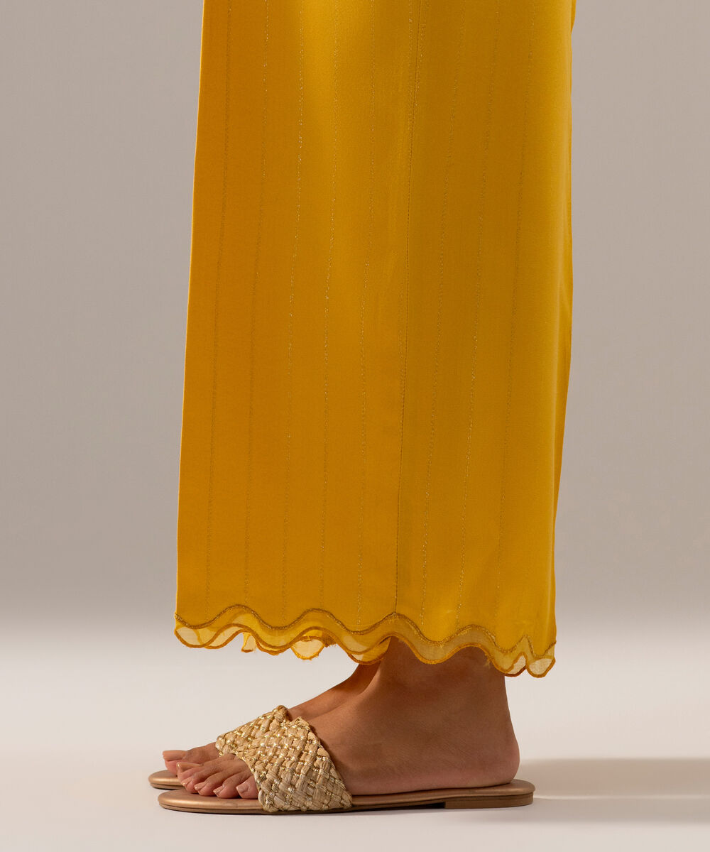 Women's RTW Dobby Crepe Lurix Solid Yellow Culotte