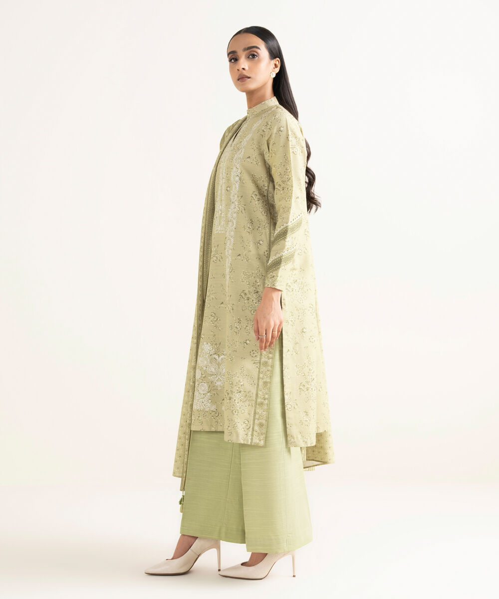 Women's Unstitched Khaddar Embroidered Beige   3 Piece Suit