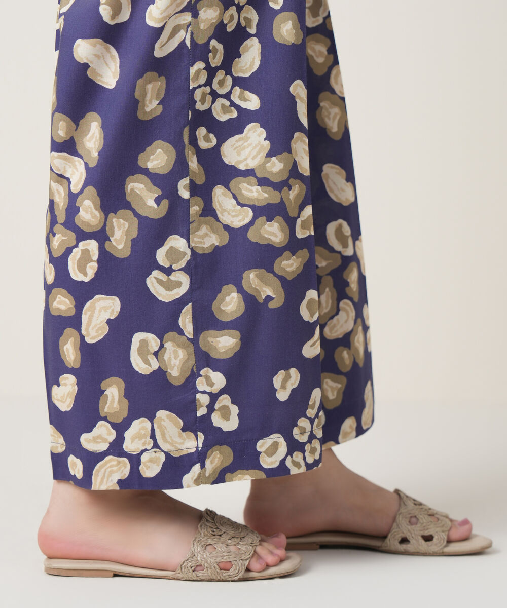 Women's RTW Viscose Lawn Blue Printed Trousers