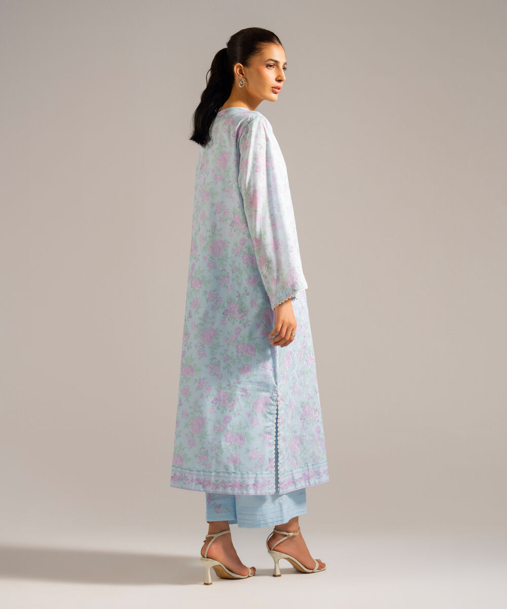 Women's RTW Lawn Embroidered Blue 2 Piece Suit