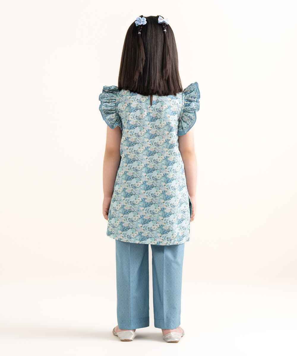 Girls Two Piece Printed Arabic Lawn Suit