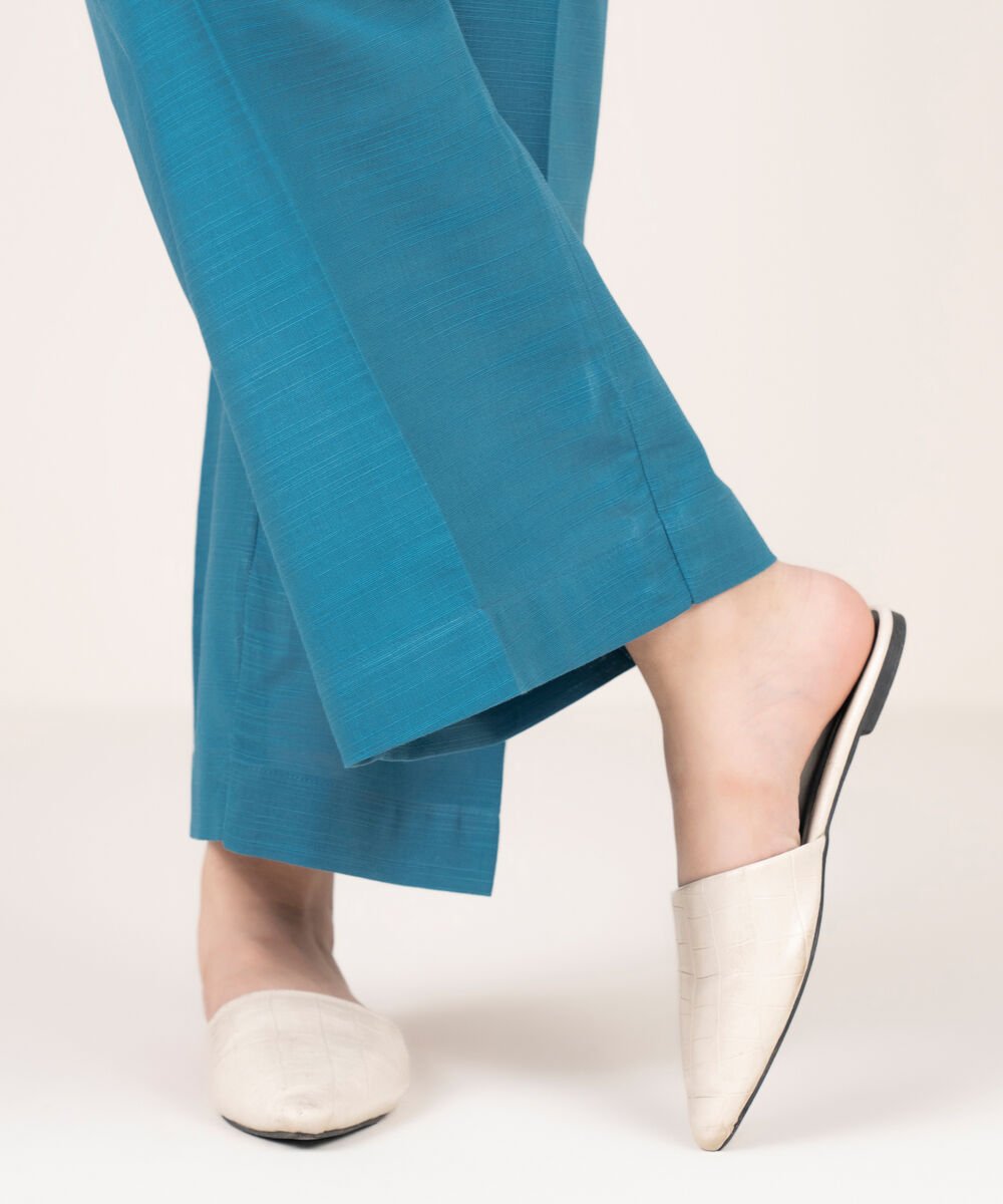 Women's RTW Khaddar Solid Blue Culottes