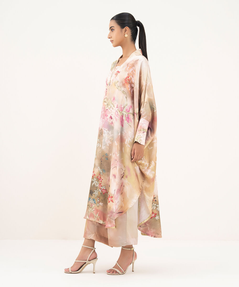 Women's RTW Blended Satin Multi Printed Kaftan