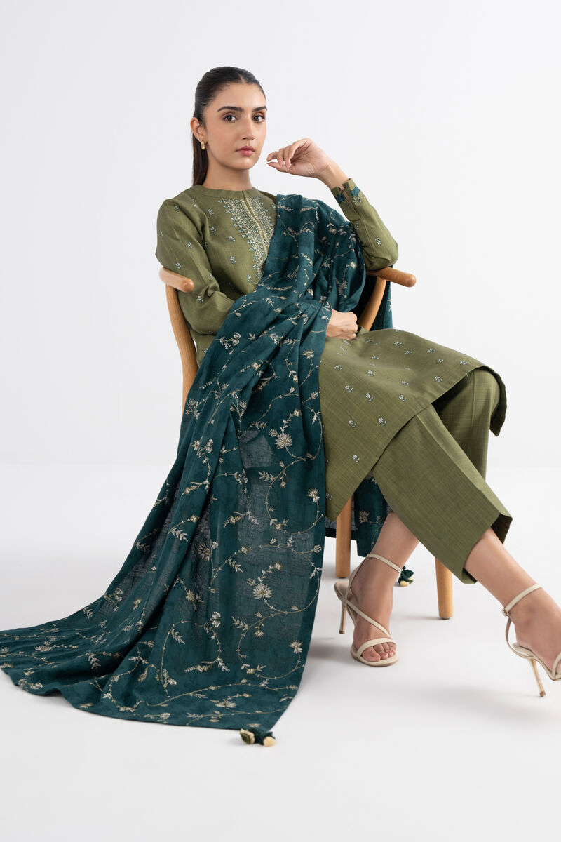 3 Piece - Embroidered Crosshatch Suit