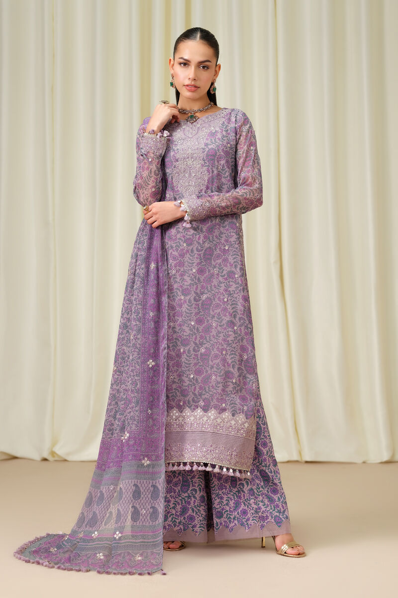3 Piece - Embroidered Chiffon Suit