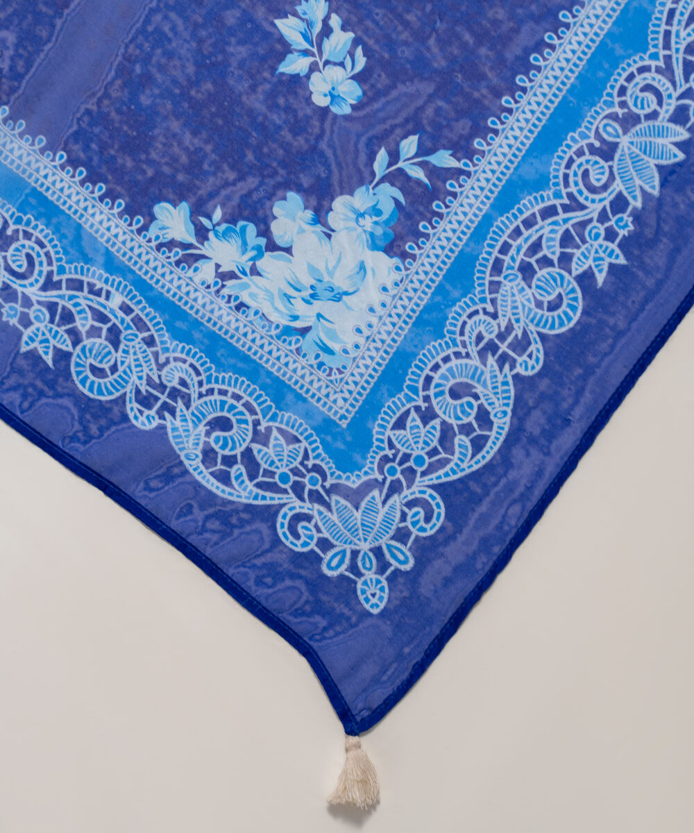 Amber Silk Printed Blue Dupatta