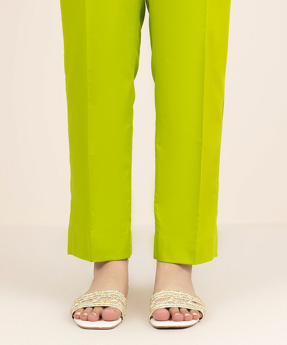Women's Unstitched Cotton Printed Green Trousers Fabric