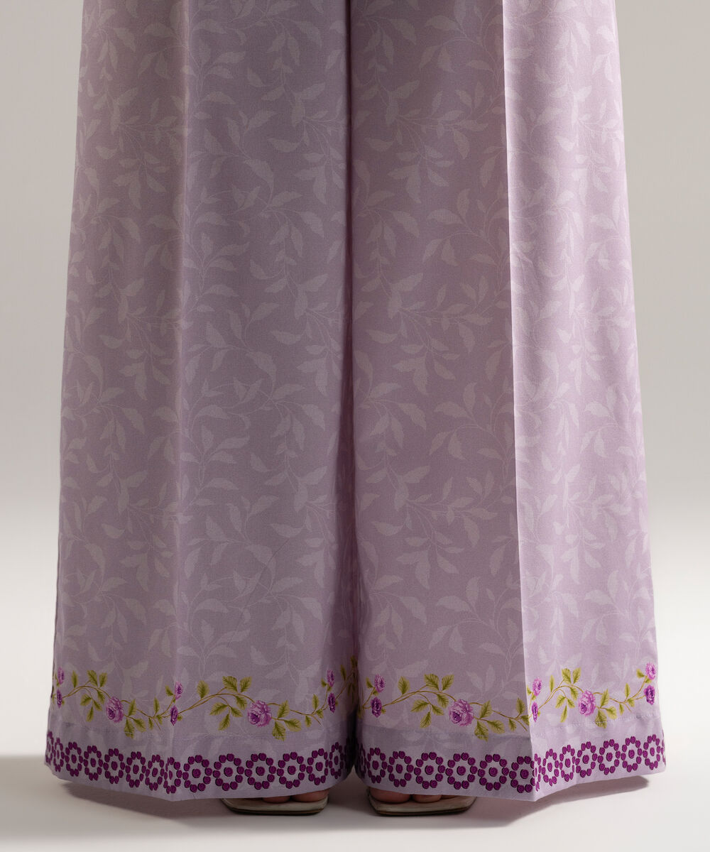 Women's RTW Cotton Viscose Printed Purple Flared Pants