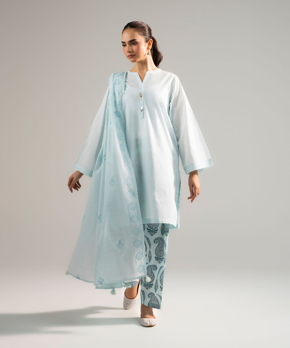 Women's RTW Crosshatch Solid Light Blue 3 Piece Suit