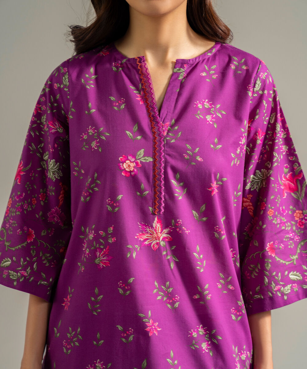 Women's RTW Cambric Embroidered Plum 2 Piece Suit