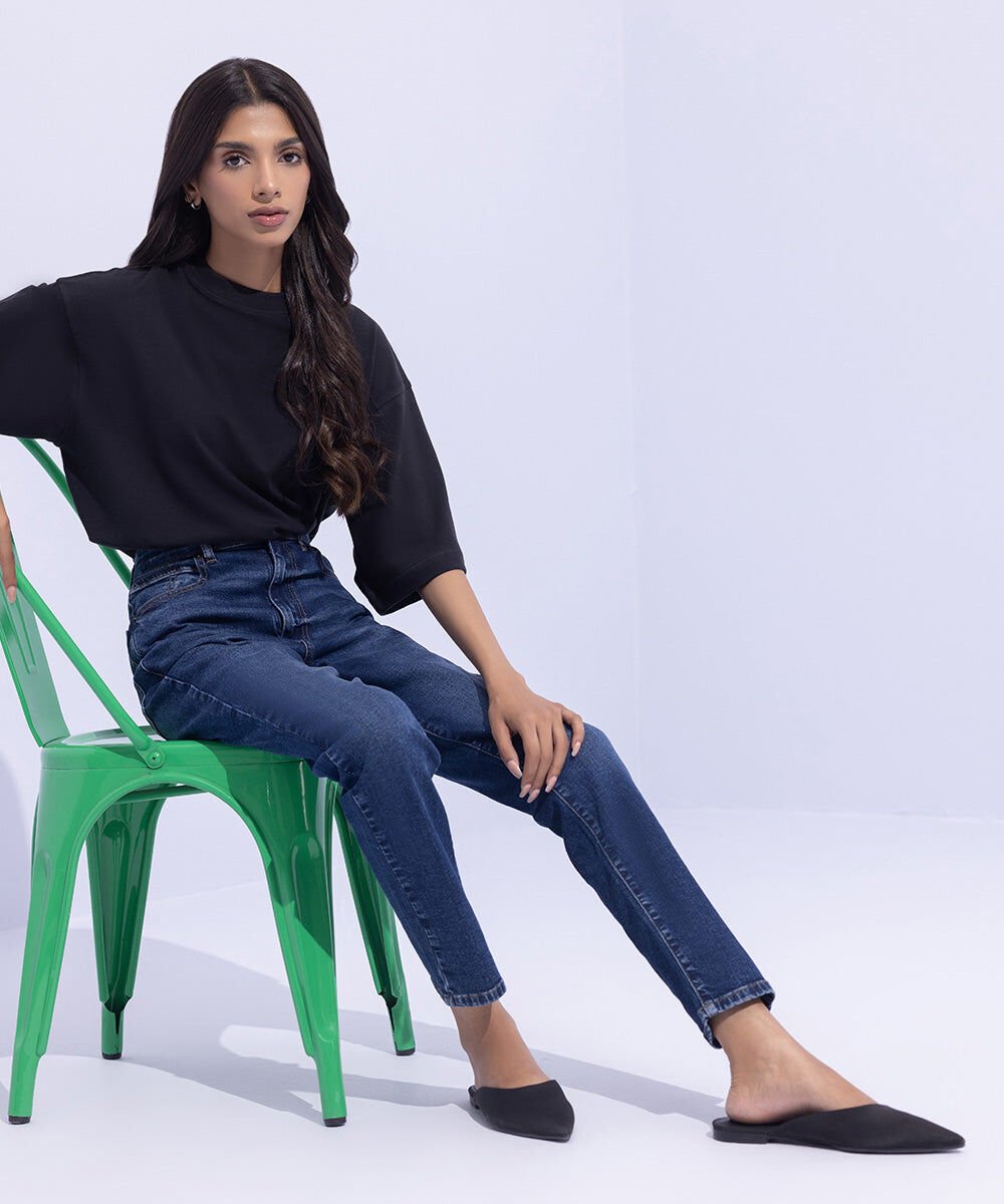 Slim-Fit Jeans Women's Western Wear Blue Denim Pants