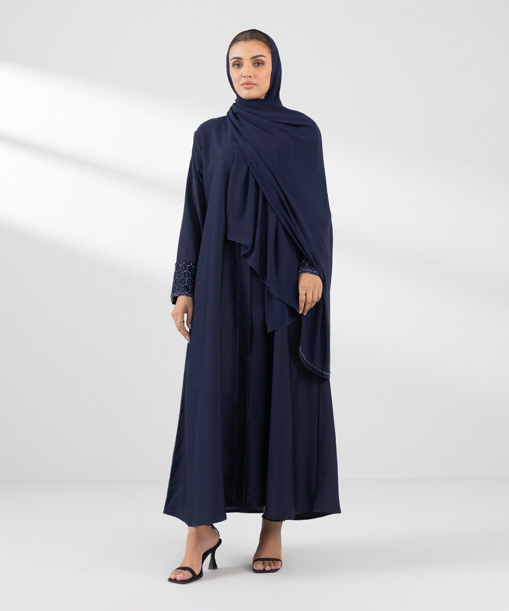 Woman - Blue Hand Embellished Abaya Set