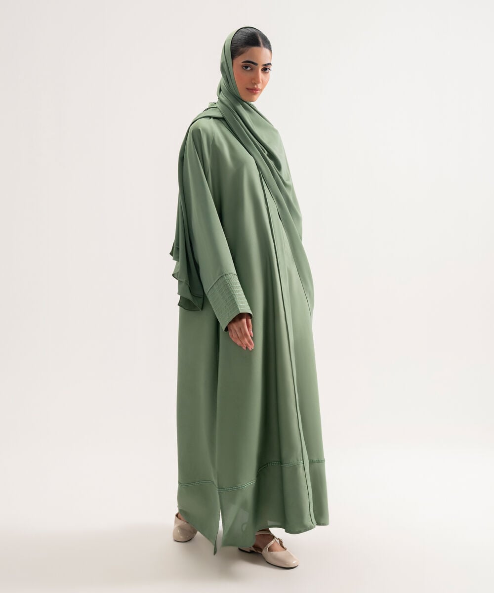 Women's Polyester Mint Green Raglan Abaya Set