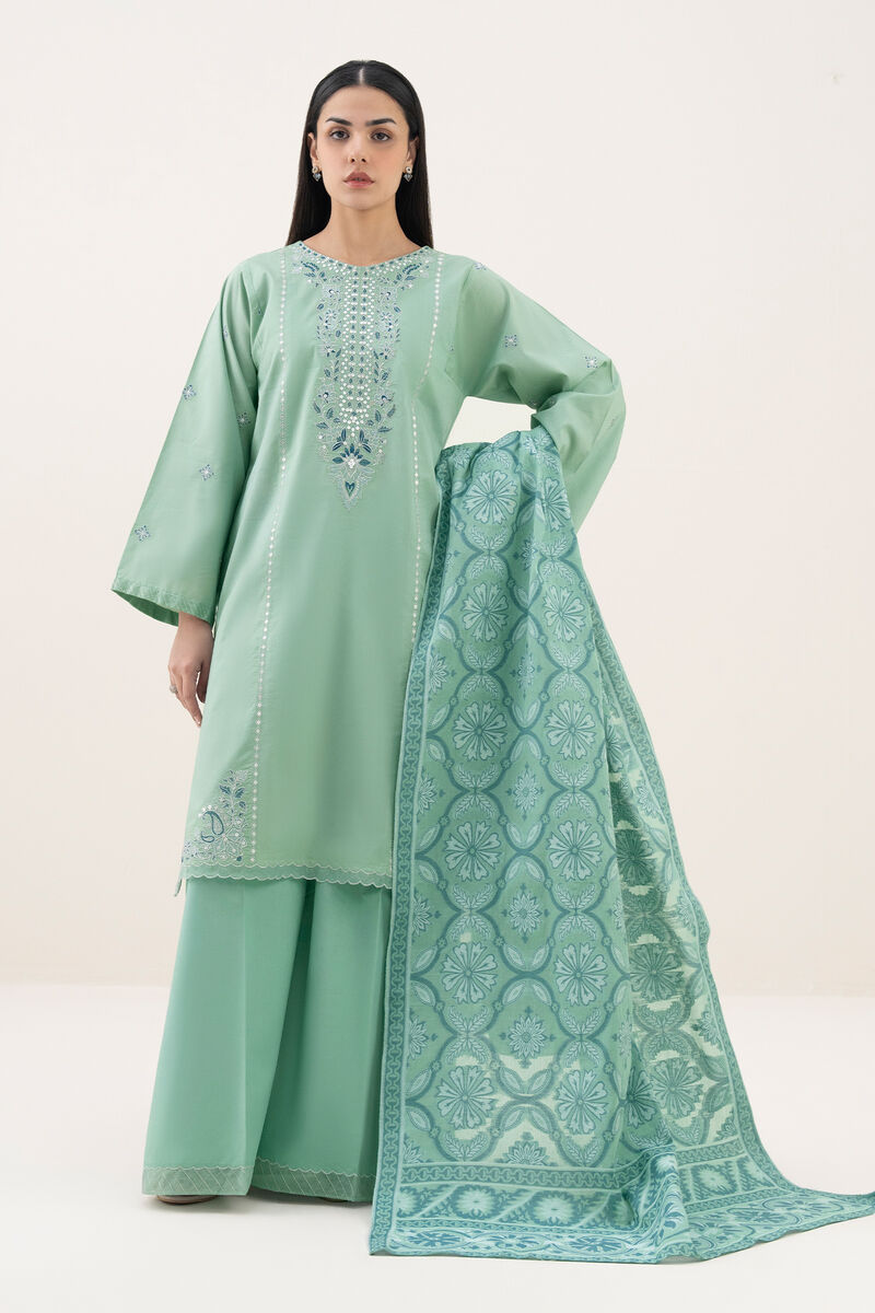 3 Piece - Embroidered Cotton Suit