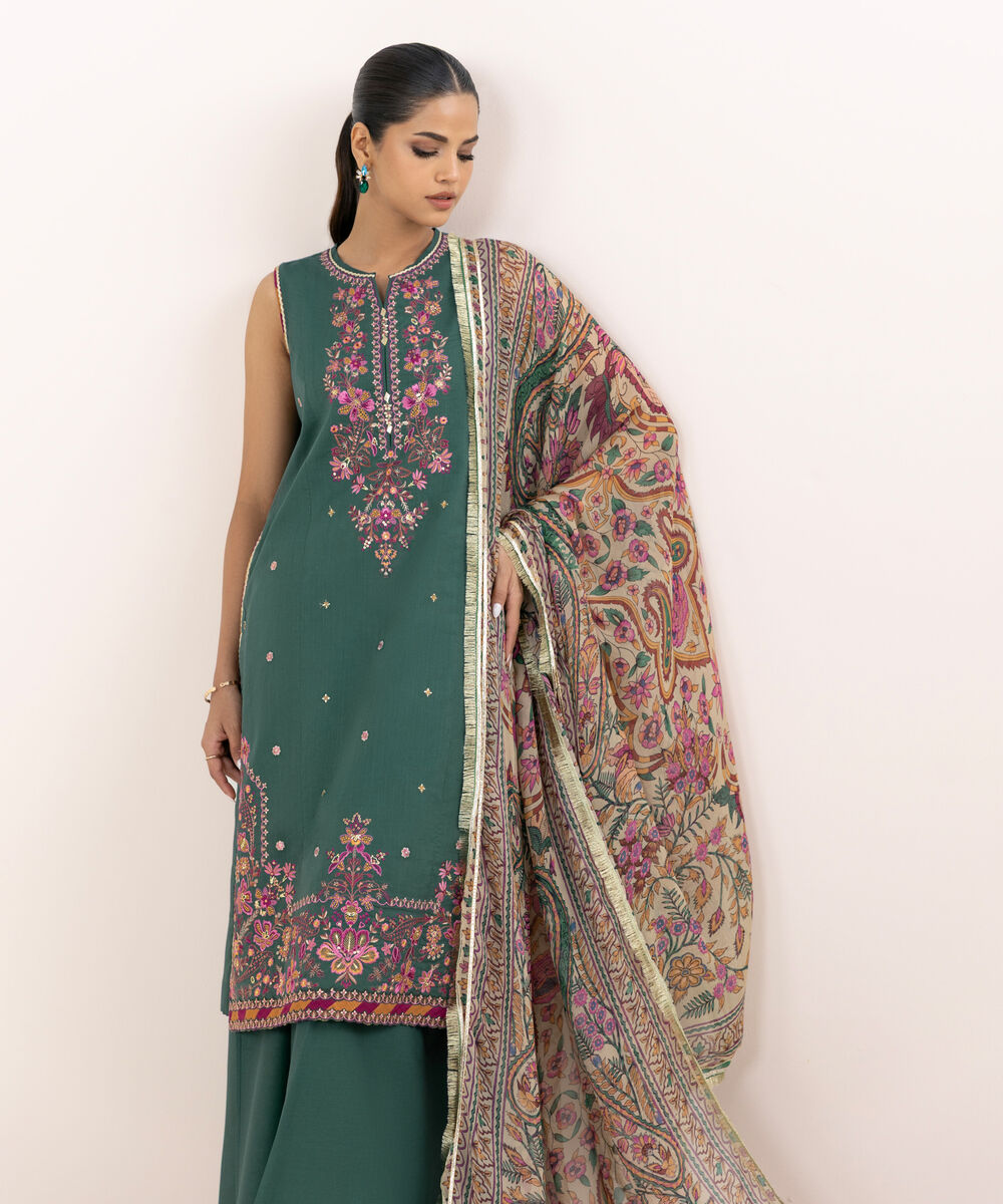 Women's Unstitched Cross Hatch Dyed Three Piece Suit