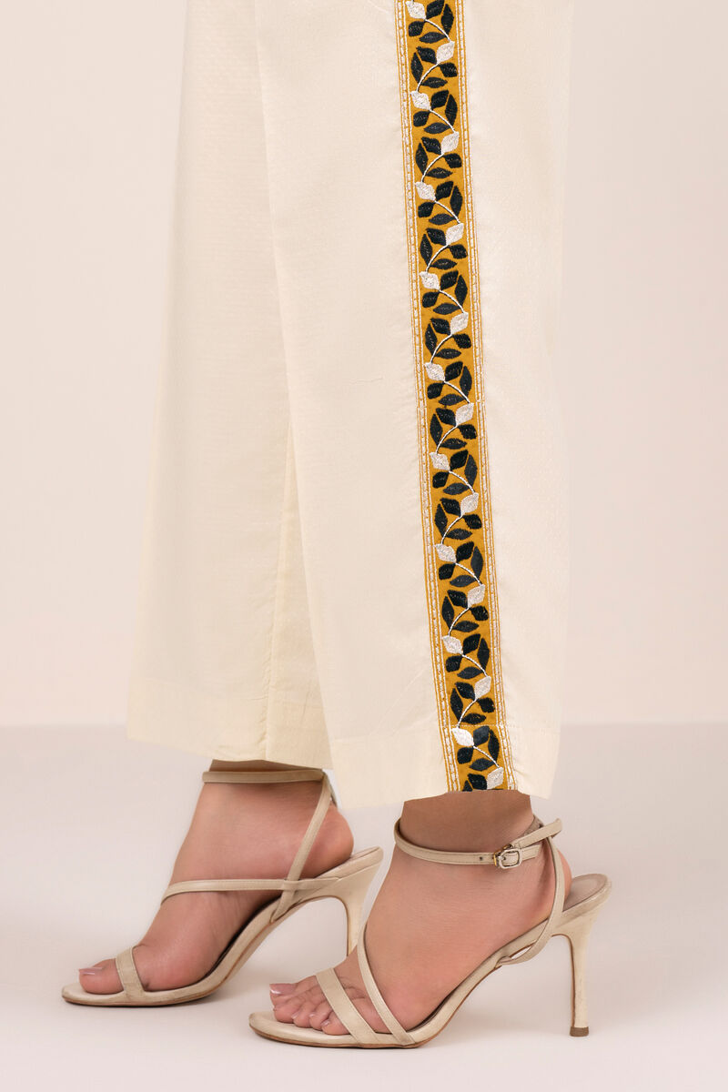 Embroidered Dobby Straight Pants