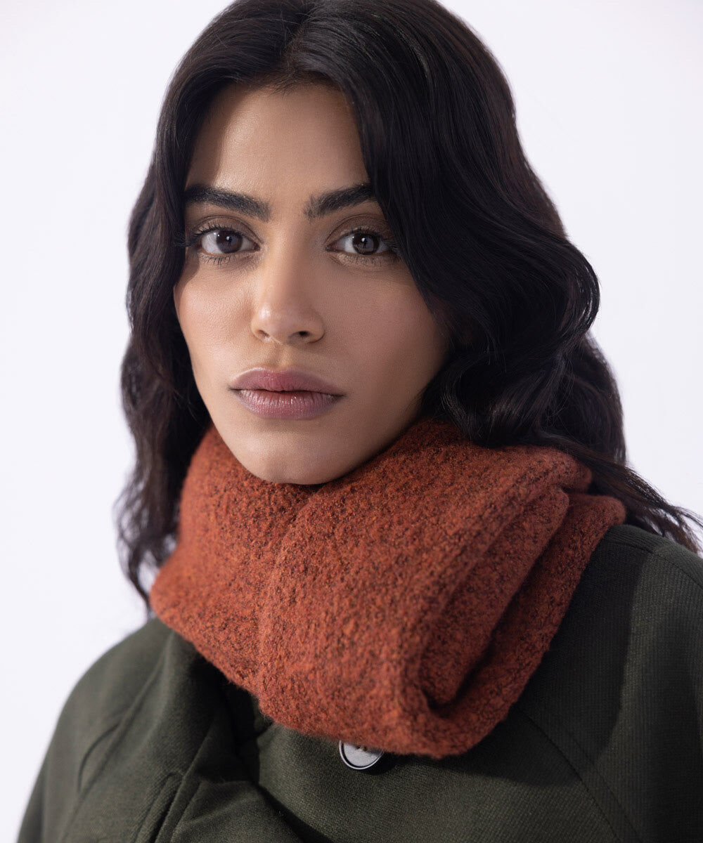 Woman - Brown Knitted Scarf