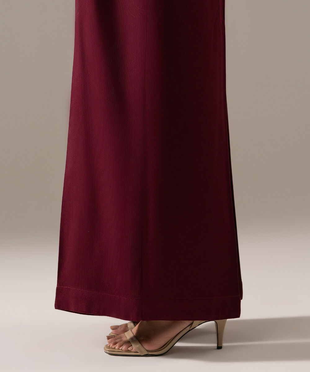 Women's RTW Bedford Solid Plum Flared Pants