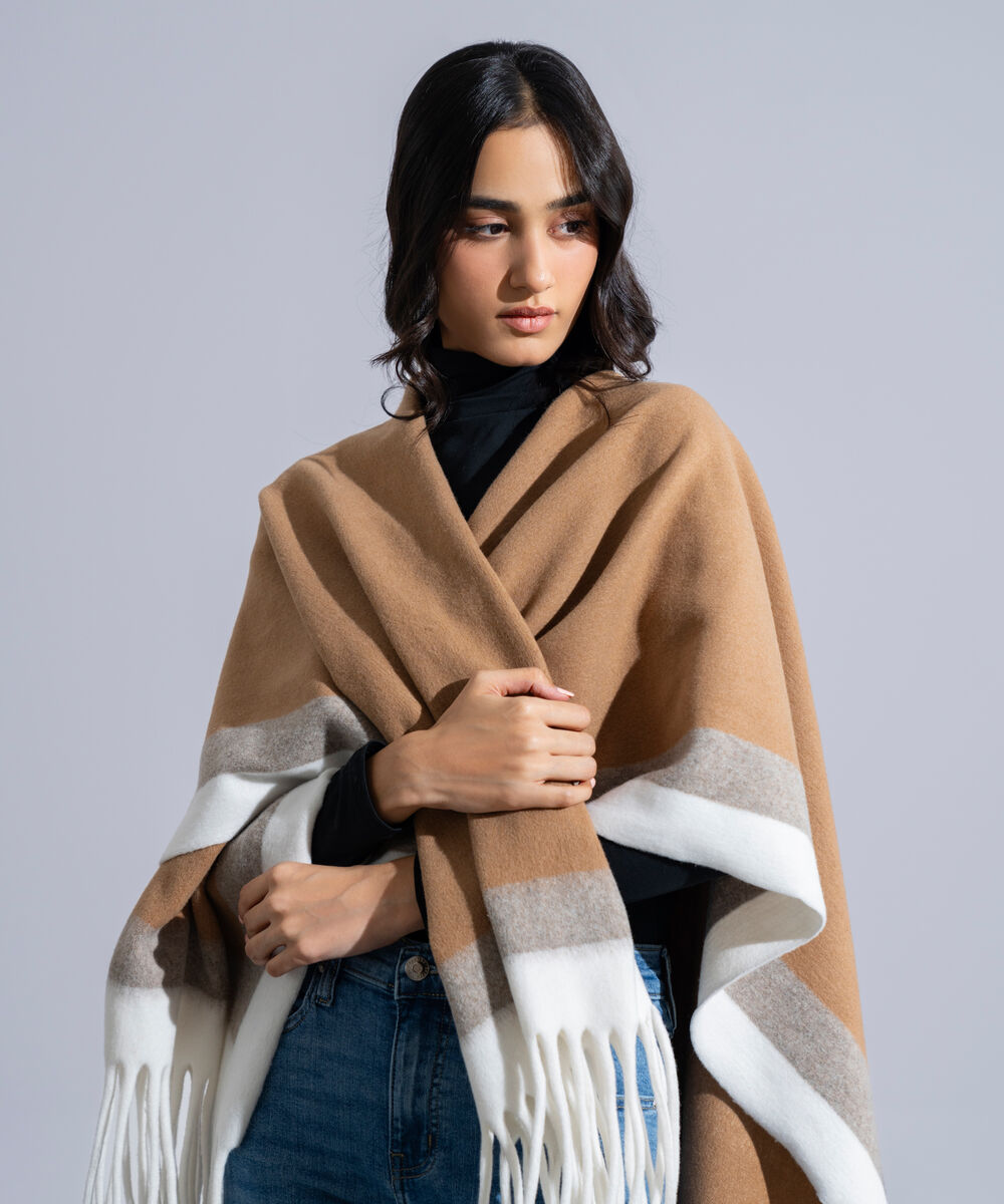 Women's Western Wear Brown Polyester Cape Shawl
