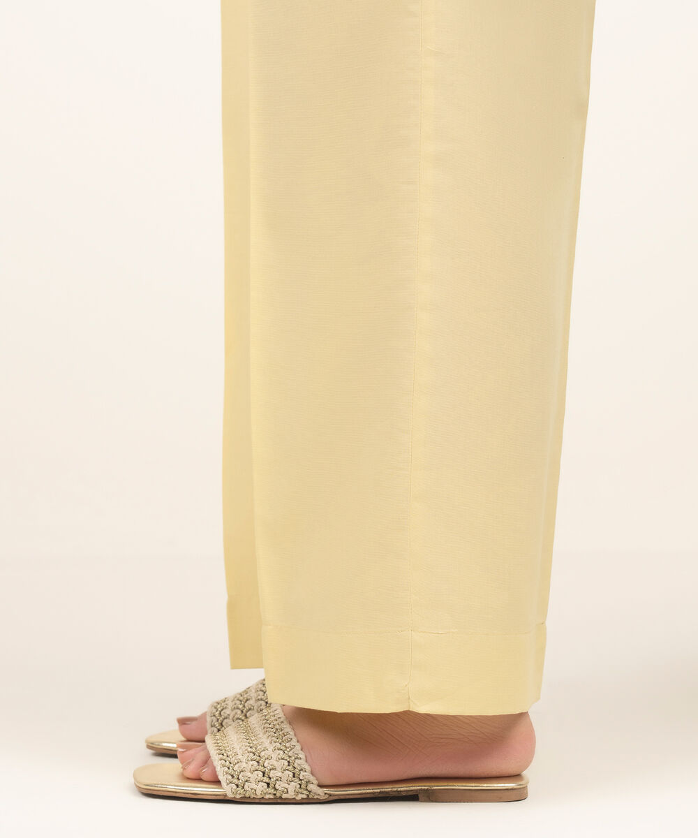 Women's RTW Cambric Solid Yellow Culottes