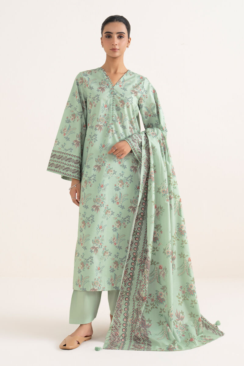3 Piece - Printed Cotton  Suit