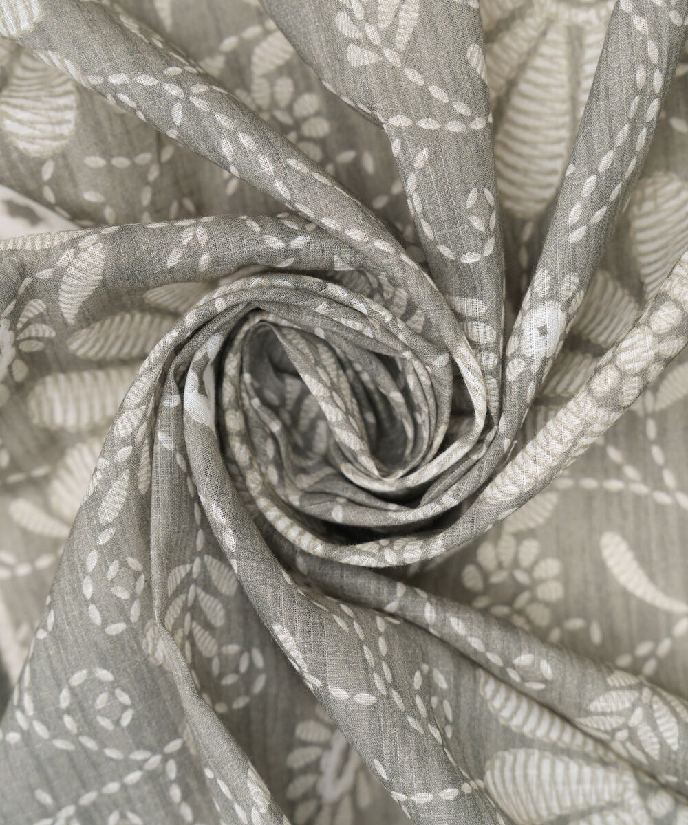 Light Khaddar Printed Grey Dupatta