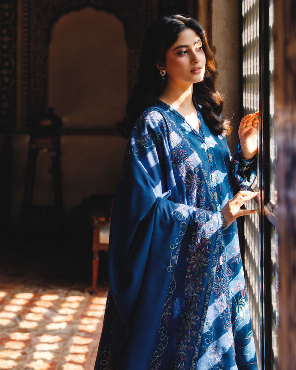 3 Piece - Embroidered Cotton Jacquard Suit