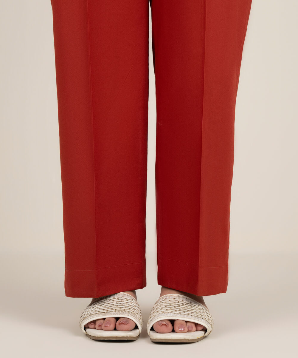 Women's RTW Cambric Solid Rust Straight Pants