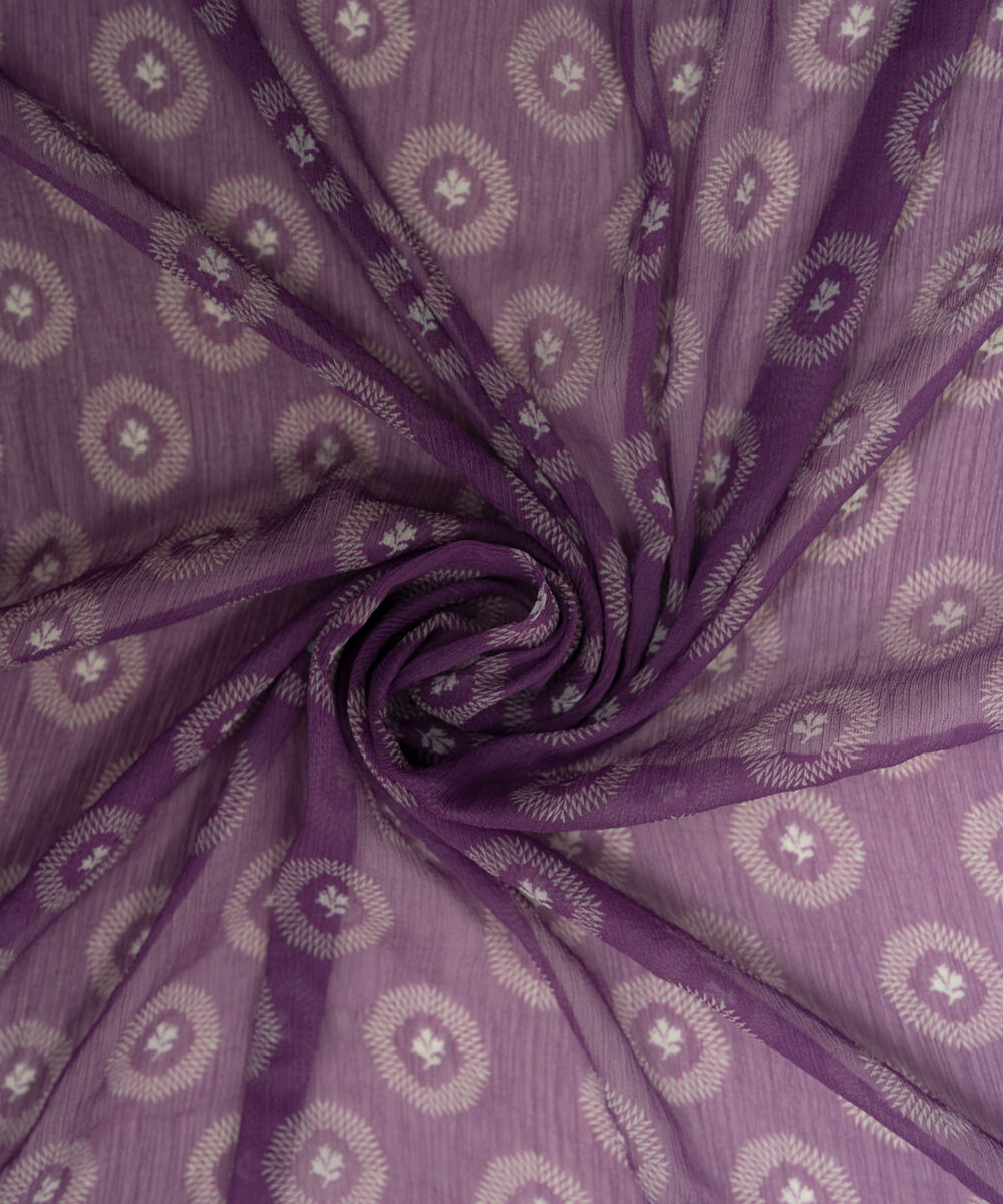 Printed Blended Chiffon Purple Dupatta