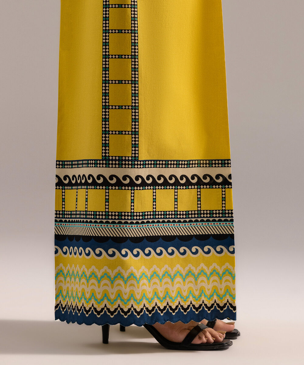 Women's RTW Cambric Printed Yellow Culottes