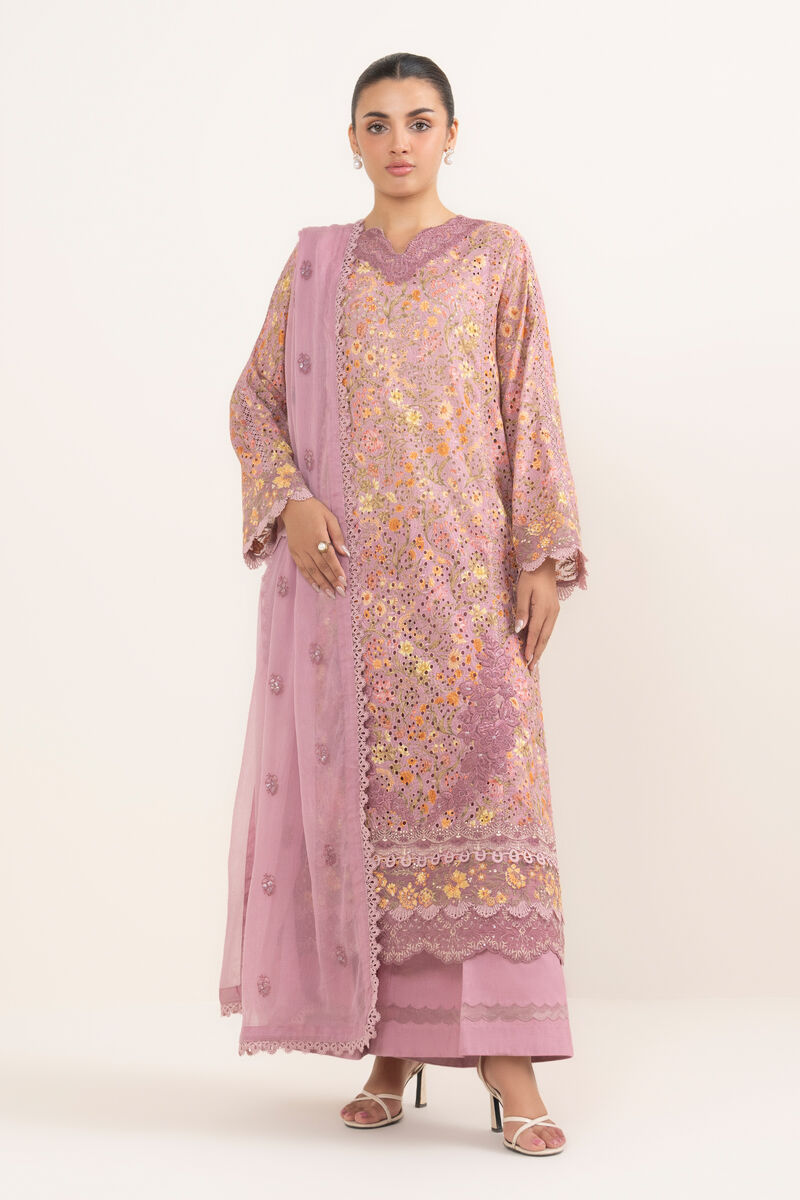 3 Piece -  Embroidered Cotton Suit