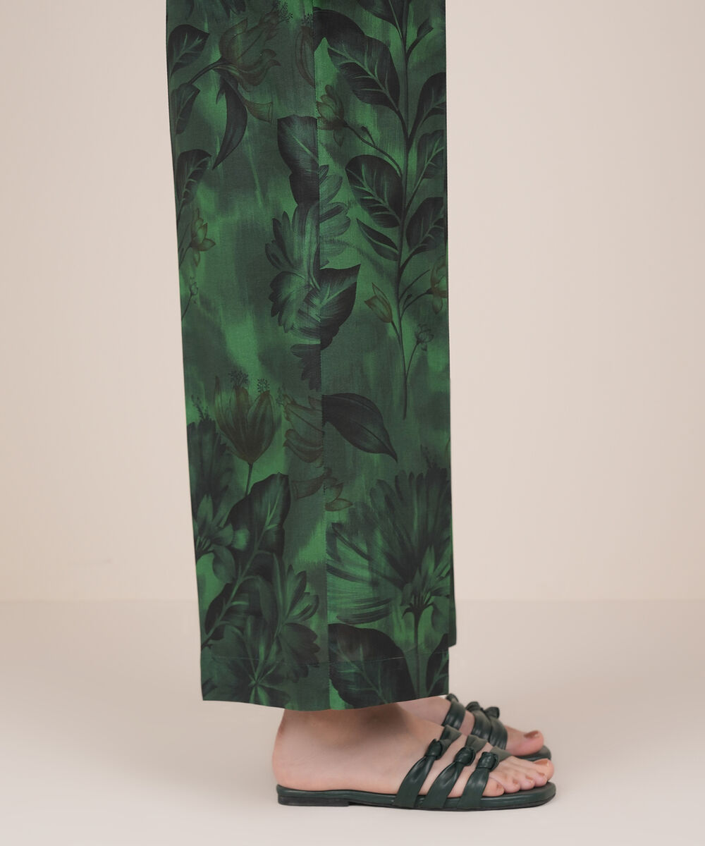 Women's RTW Cambric Green Printed Culottes