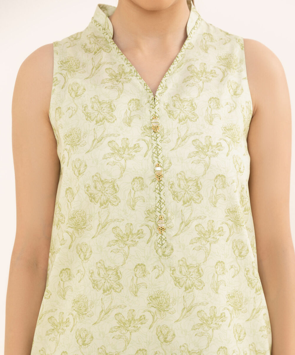 Women's Unstitched Lawn Printed Off White Three Piece Suit