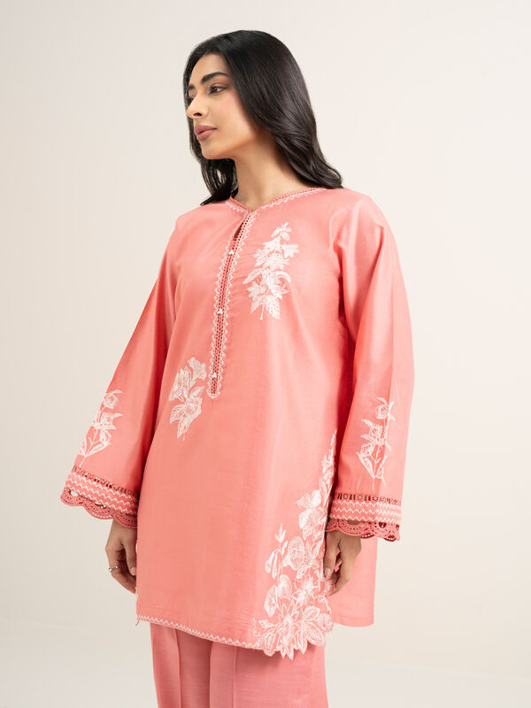 2 Piece - Embroidered Cotton Net Suit