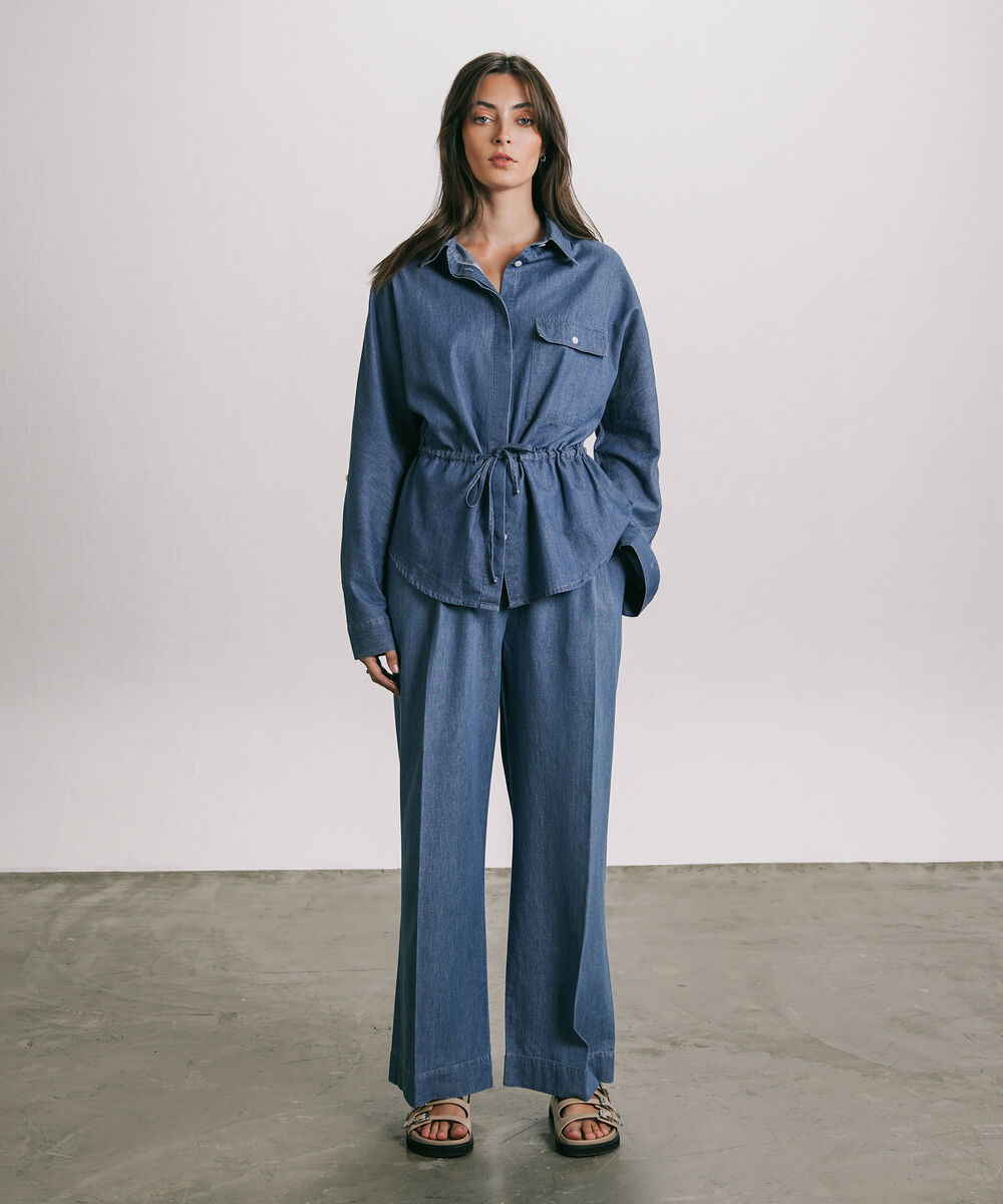 Women's Western Wear Blue Light Weight Denim Shirt