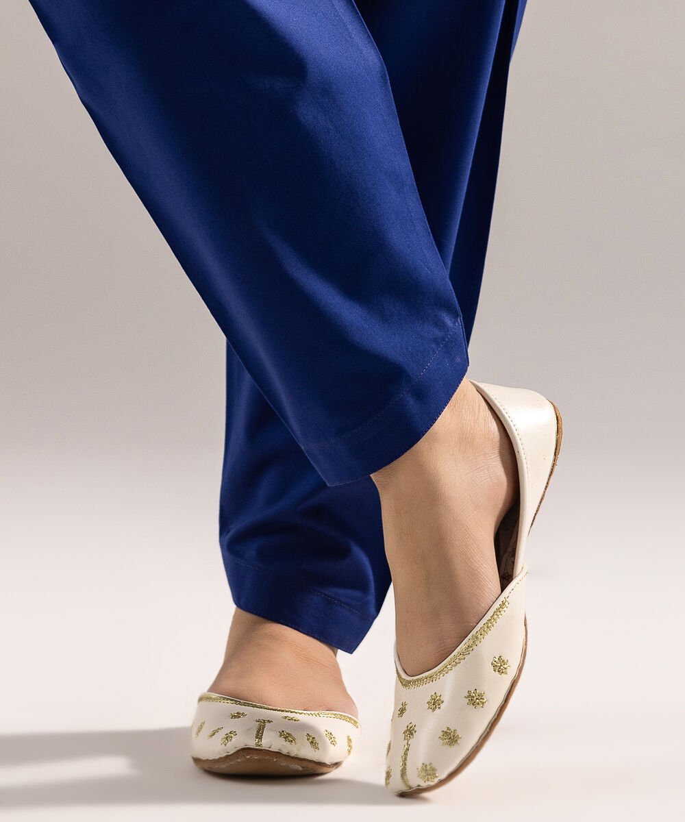 Women's RTW Cambric Solid Dark Blue Skinny Shalwar